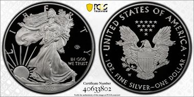 2020-W  $1 Silver Eagle - v75 Privy First Strike PR69DCAM