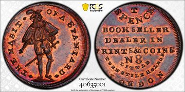 (c.1790) Tk 1/2D DH-700b Middlesex, Spence's MS65+ RB