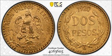 1920-Mo 2 Peso KM-461  Au N1