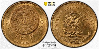 1921/11 20 Peso KM-478  Au AU58