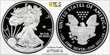2020-W  $1 Silver Eagle - v75 Privy First Strike PR69DCAM
