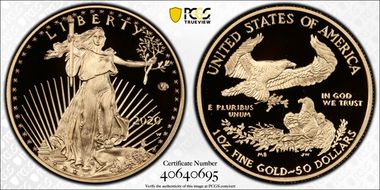 2020-W $50 Gold Eagle - v75 Privy 1 of 1945 Struck First Strike PR69DCAM