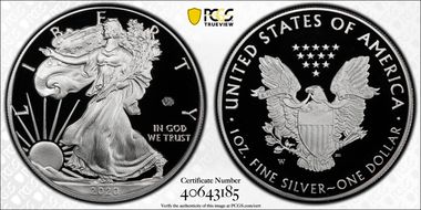 2020-W  $1 Silver Eagle - v75 Privy First Strike PR69DCAM