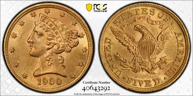 1900 $5 MS62