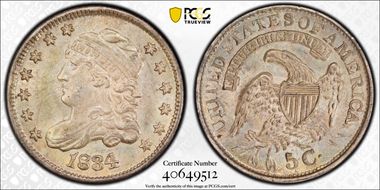 1834 H10C LM-3, FS-301, 3/Inverted 3 MS63