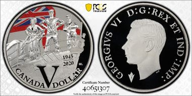 2020 $1 75th Anniversary VE Day Royal Canadian Navy PR70DCAM