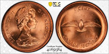 1967 1C Double Die Obverse MS65RD