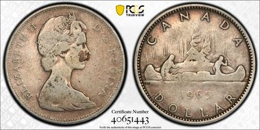 1965 S$1 Type 2 Sm Beads, Bl 5 VG10