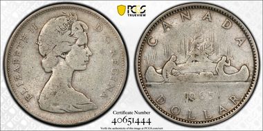 1965 S$1 Type 1 Sm Beads, Pt 5 VG8
