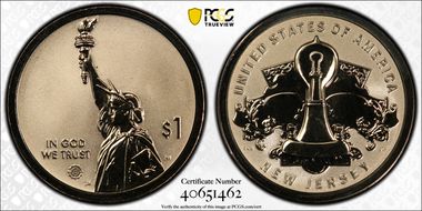 2019-S $1 American Innovation NJ Rev PR Edison Light Bulb PR70