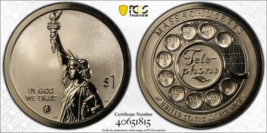 2020-S $1 American Innovation MA Rev PR Telephone First Strike PR70