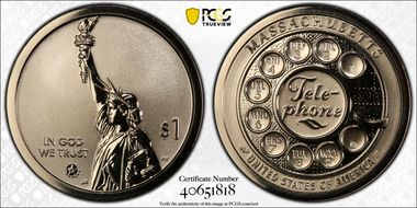 2020-S $1 American Innovation MA Rev PR Telephone First Strike PR70