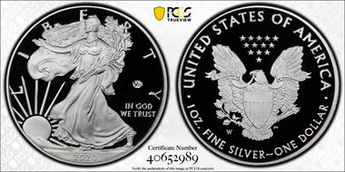 2020-W  $1 Silver Eagle - v75 Privy First Strike PR70DCAM