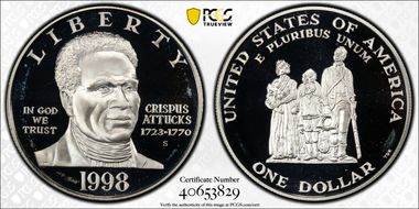 1998-S $1 Crispus Attucks PR68DCAM
