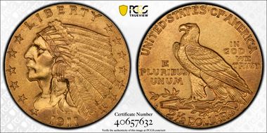 1911-D $2.50 Strong D MS61