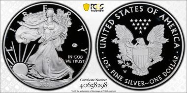 2020-W  $1 Silver Eagle - v75 Privy First Strike PR70DCAM