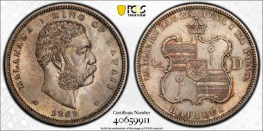 1883 50C Hawaii MS65