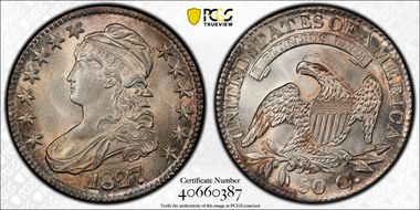 1827 50C Square Base 2 MS64+ 