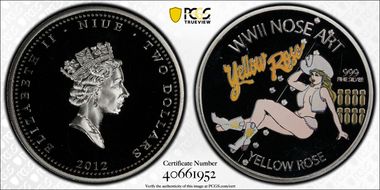 2012 $2 Yellow Rose WWII Nose Art Colorized PR64DCAM