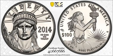 2014-W $100 Statue of Liberty PR70DCAM