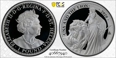 2020 £1 Una and the Lion 1oz Ag PR69DCAM