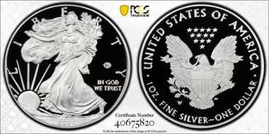 2020-W  $1 Silver Eagle - v75 Privy First Strike PR70DCAM