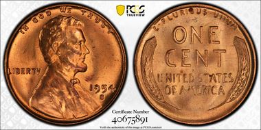 1954-S 1C MS66RD