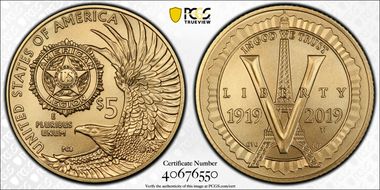 2019-W $5 American Legion 100th Ann MS70
