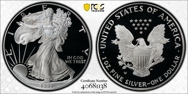 1995-W $1 Silver Eagle Mint Engraver Series Mercanti Signature PR70DCAM