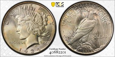 1934-S $1 MS66
