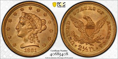 1861 $2.50 New Reverse MS64+