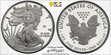 2020-W  $1 Silver Eagle - v75 Privy First Strike PR70DCAM