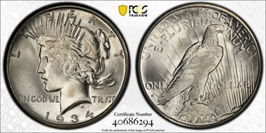 1934-S $1 MS66