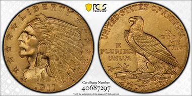 1911-D $2.50 Strong D MS64