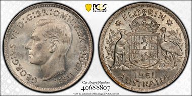 1951(m) Florin KM-48  Ag MS65