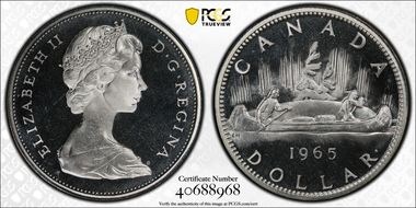 1965 S$1 Type 1 Sm Beads, Pt 5 Ag PL67CAM