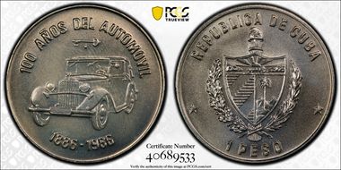 1986 Peso Automobile 100th Ann. MS68