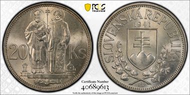 1941 20 Kor KM-7.1  Ag MS64