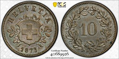 1873 B 10 Rap MS62