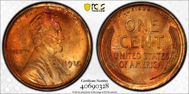 1910 1C MS65+ RD