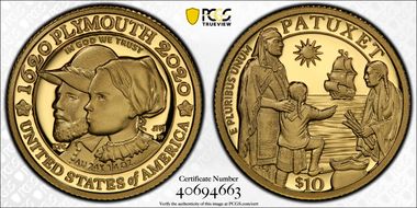 2020-W $10 Mayflower 400th Anniversary U.S Gold Proof Set First Strike PR70DCAM