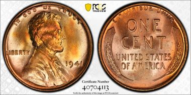 1941 1C Doubled Die Obverse MS66+ RD