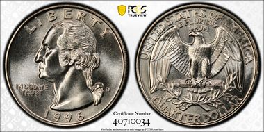 1996-D 25C MS67