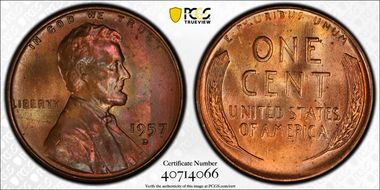 1957-D 1C MS65BN
