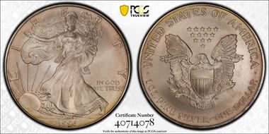 1996 $1 Silver Eagle MS68