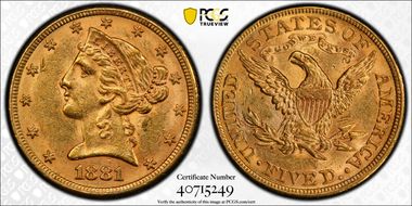 1881 $5 MS61