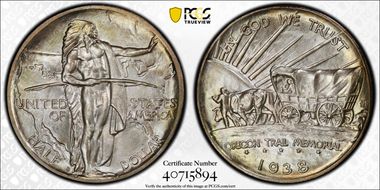1938-D 50C Oregon MS68+