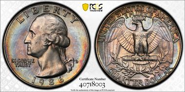 1986-D 25C MS64