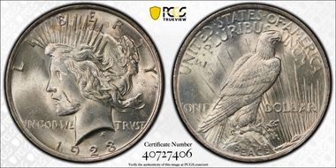 1923 $1 Whisker Cheek, VAM 1D MS64