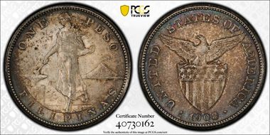 1908-S Peso KM-172  Ag MS62